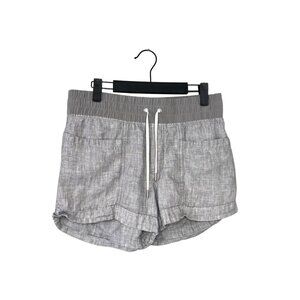Athleta 100% Linen Shorts Womens Size 6 High Rise Gray Pull On 3.5 Inch Inseam‎